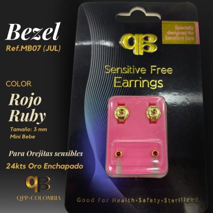 Bezel Rojo Ruby 24kts Oro Enchapado 3mm