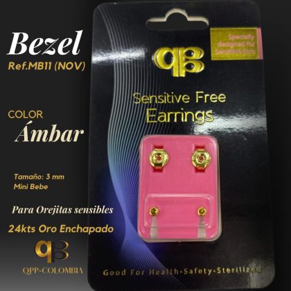 Bezel Ambar 24kts Oro Enchapado 3mm