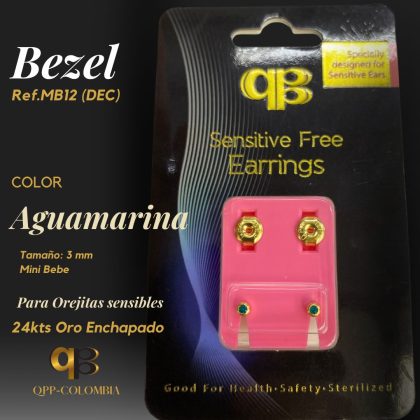 Bezel Aguamarina 24kts Oro Enchapado 3mm