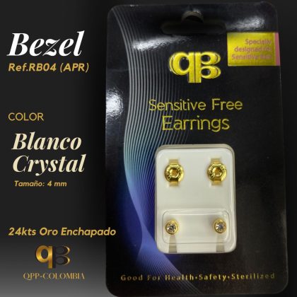 Bezel Blanco Crystal 24kts Oro Enchapado 4mm