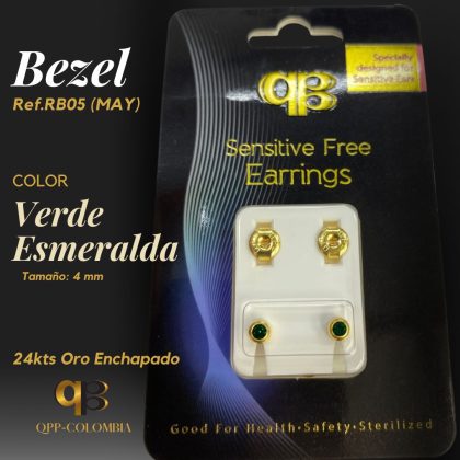 Bezel Verde Esmeralda 24kts Oro Enchapado 4mm