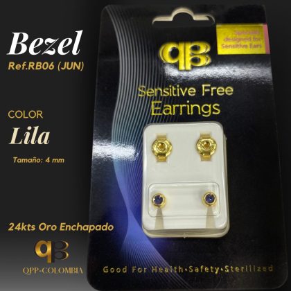 Bezel Lila 24kts Oro Enchapado 4mm