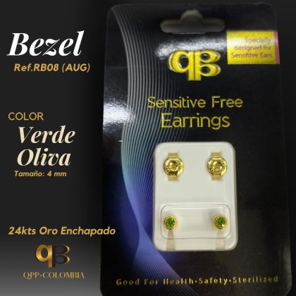 Bezel Verde Oliva 24kts Oro Enchapado 4mm
