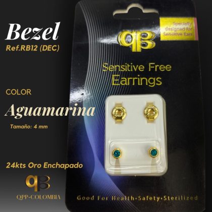 Bezel Aguamarina 24kts Oro Enchapado 4mm
